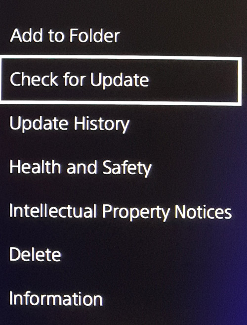 PS4 Games check for update
