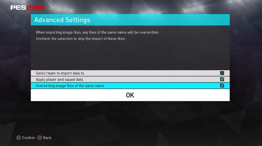 PES 2018 Advanced Settings