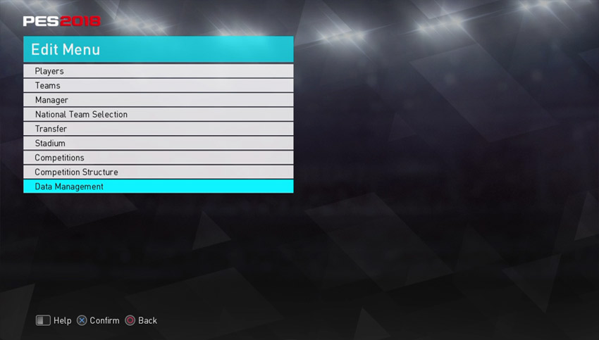 PES 2018 Edit Mode Data management