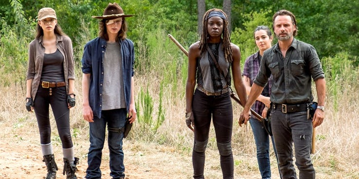 Rosita Carl Michonne Tara and Rick in The Walking Dead