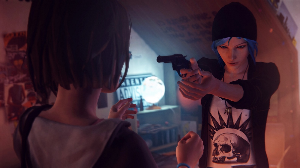 Life is strange chloe pointing gun at max